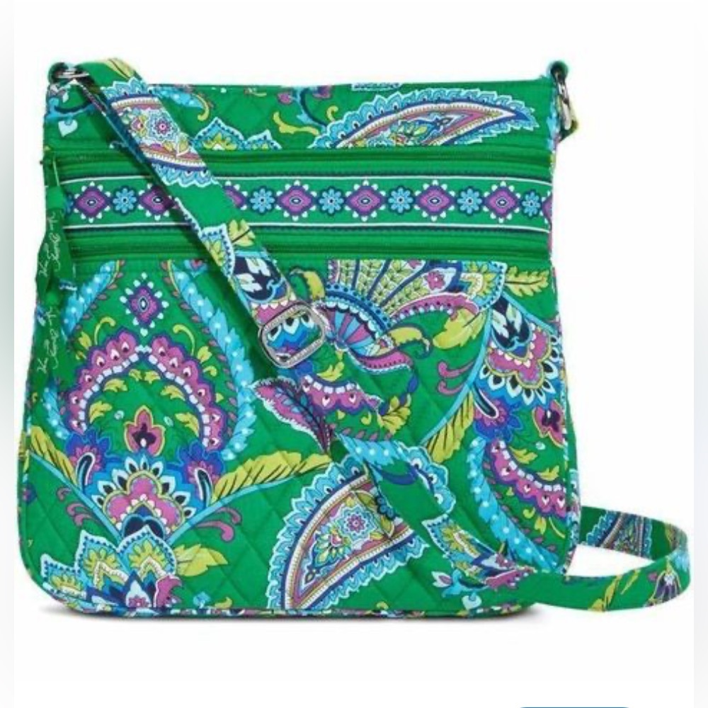 Vera Bradley Triple Zip Hipster Crossbody Bag in Emerald Paisley